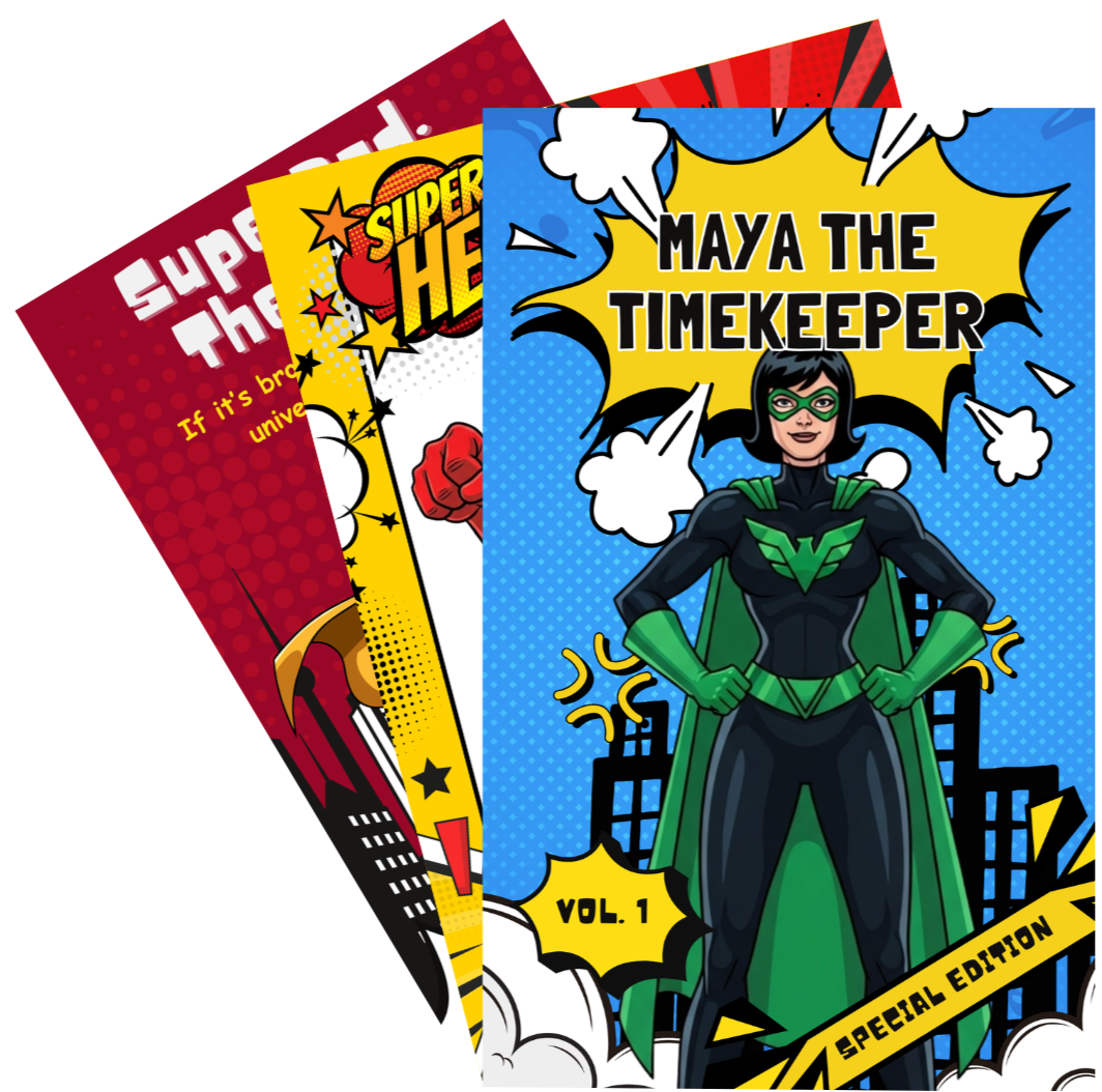 A custom MySuperFam comic book mockup
